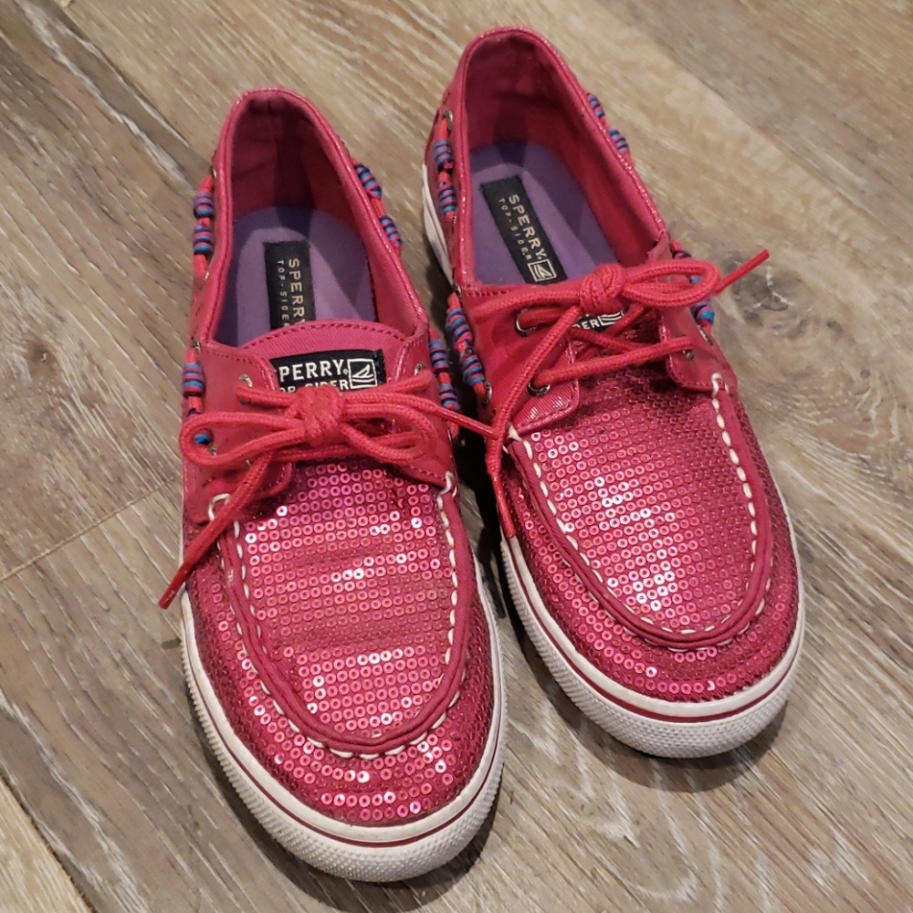 Sperry Kids Pink Sparkly Slip On Sneakers